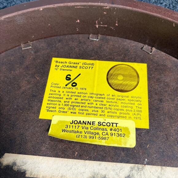 Beach Grass (Gold) Joanne Scott Vintage Limited Edition Signed Lithograph - 1978 - Picture 8 of 9